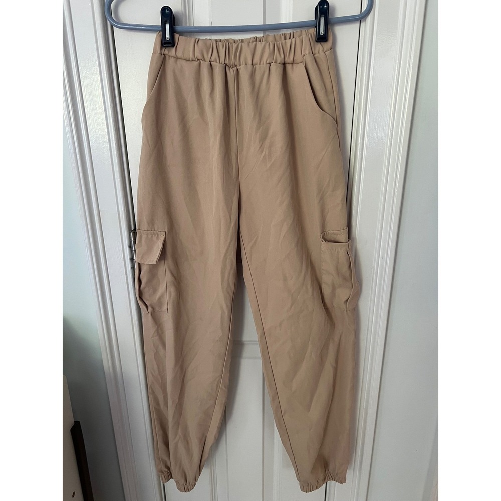 SHEIN Girls Khaki Tan Cargo Jogger Pants Size 11-12Y Elastic Waist sk2310286872